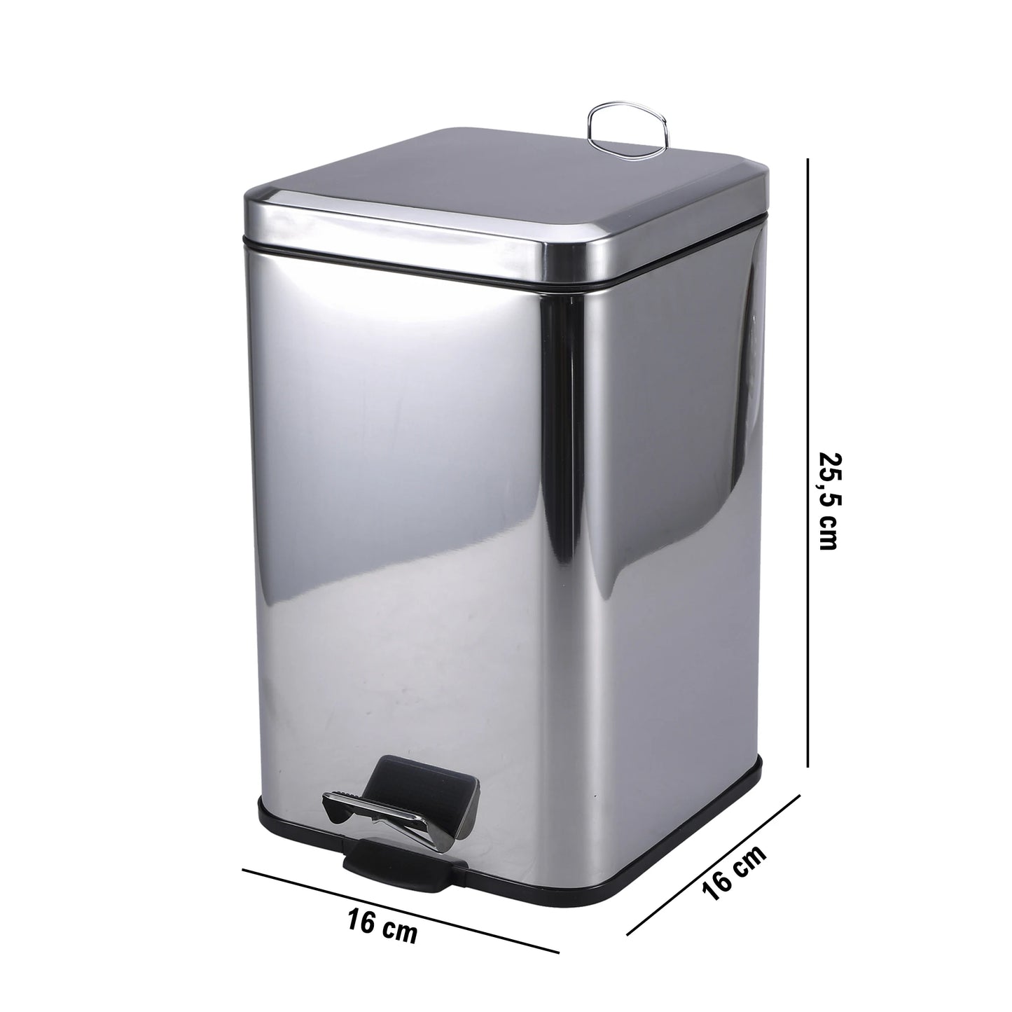 Balde de lixo com pedal 16x16x25,5 cm