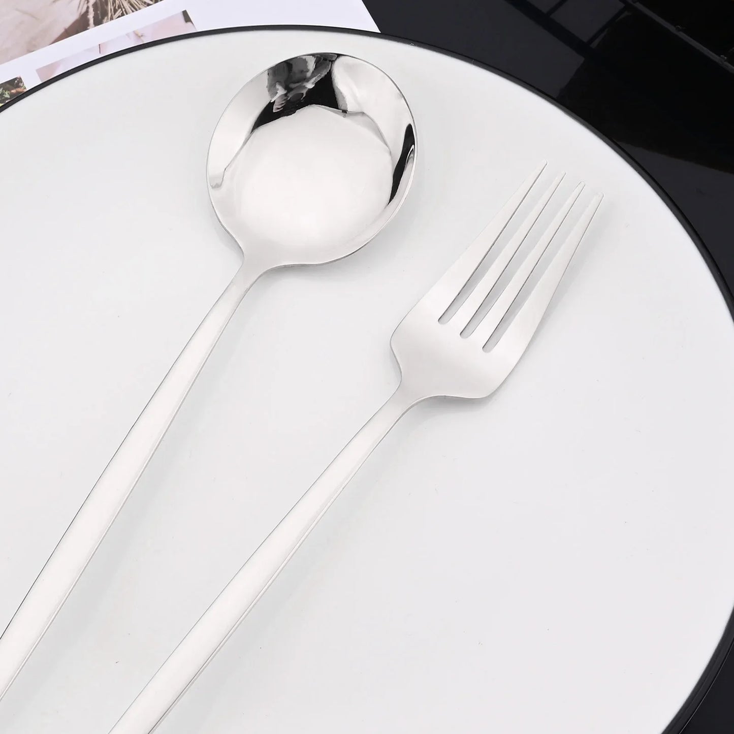 20-Piece Luxury Stainless Steel Flatware Set Hotel-Quality Dinnerware Silver Home & Kitchen Dining Utensils Perfect Gift