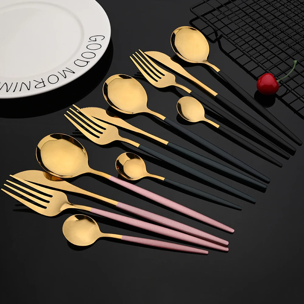 Conjunto de talheres de aço inoxidável com 30 peças