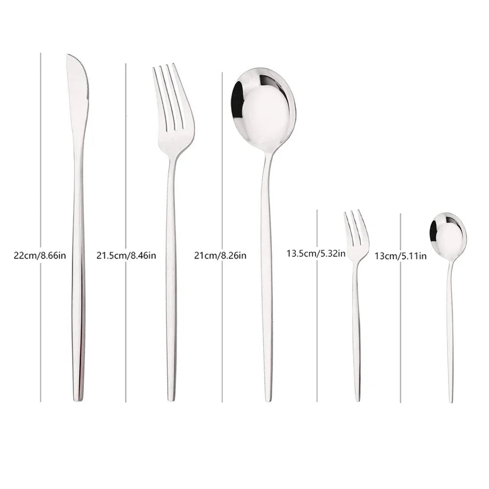 20-Piece Luxury Stainless Steel Flatware Set Hotel-Quality Dinnerware Silver Home & Kitchen Dining Utensils Perfect Gift