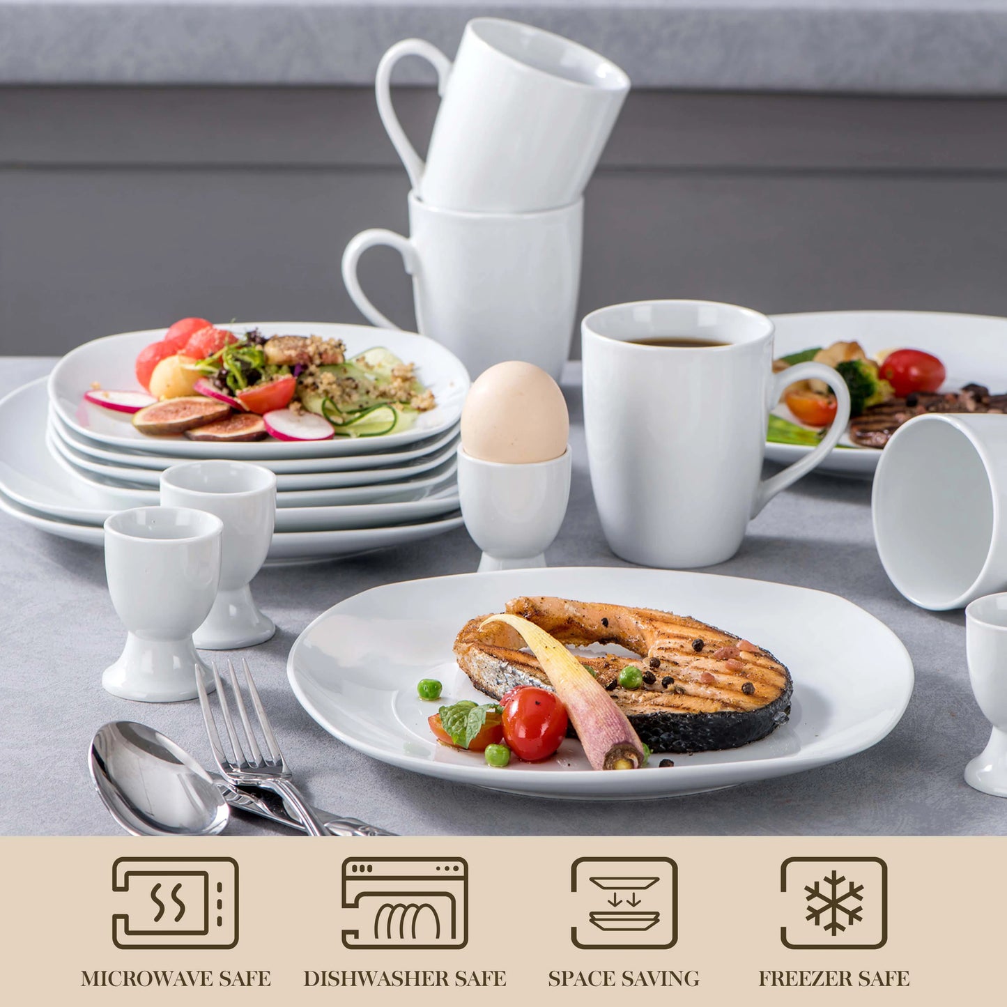 Conjunto de louça de porcelana branca MALACASA, 20/40 peças