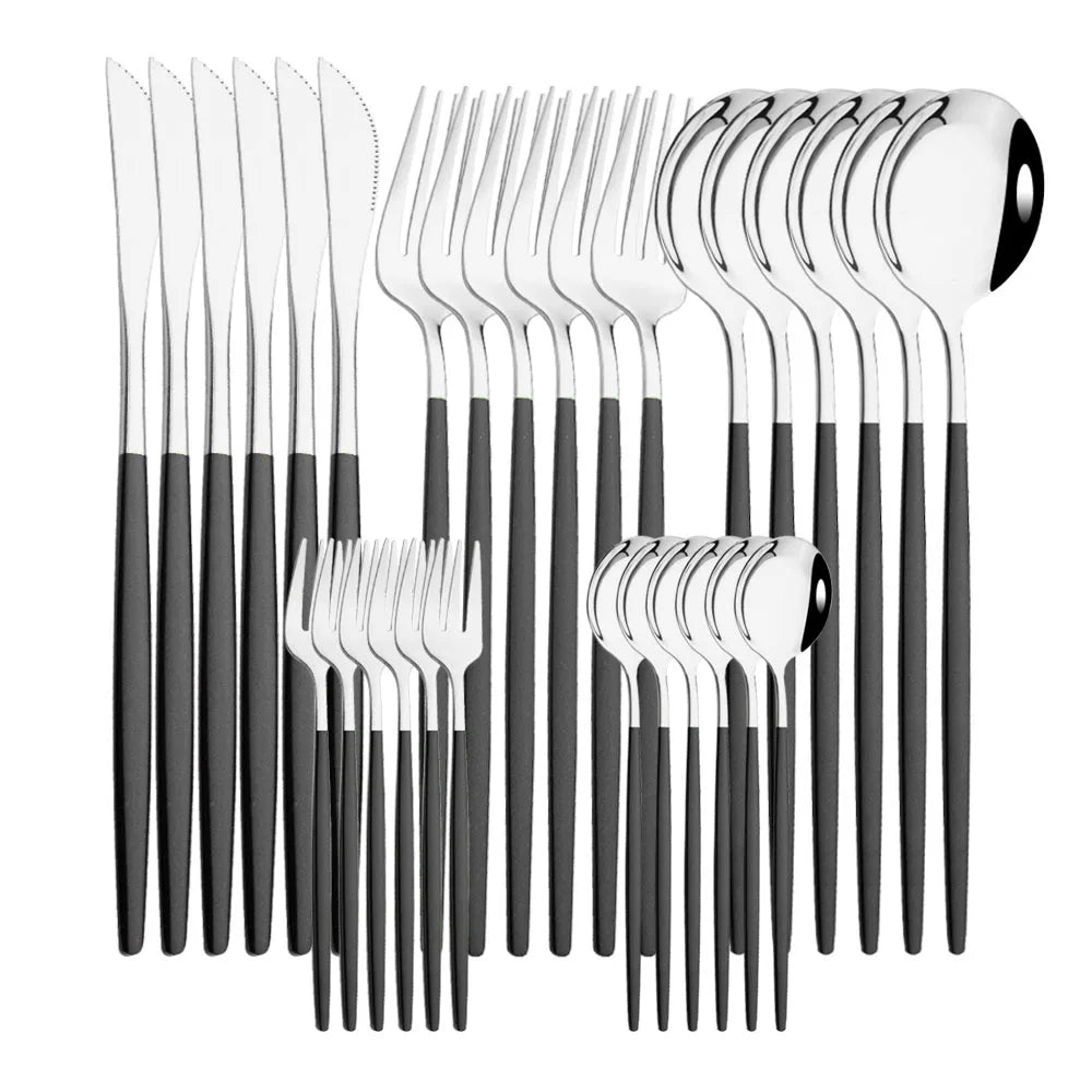 Conjunto de talheres de aço inoxidável com 30 peças