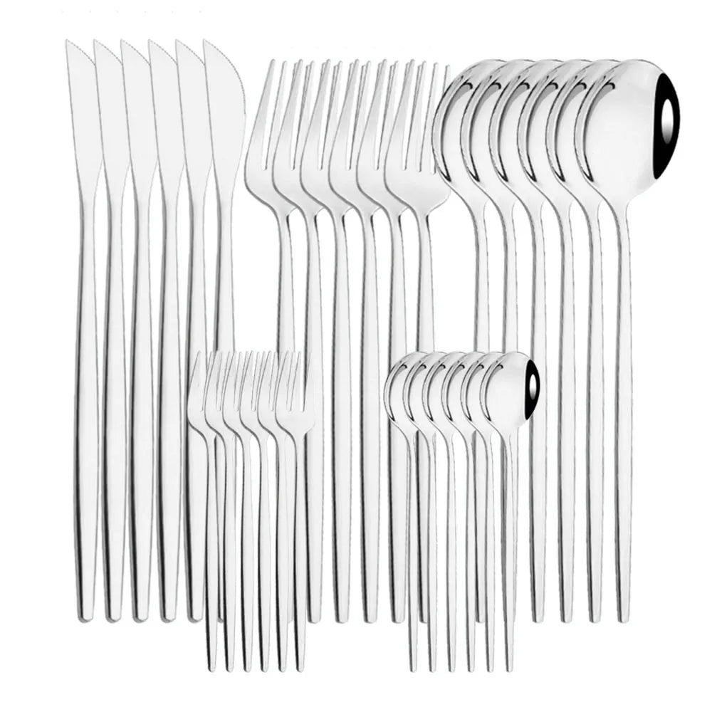Conjunto de talheres de aço inoxidável com 30 peças
