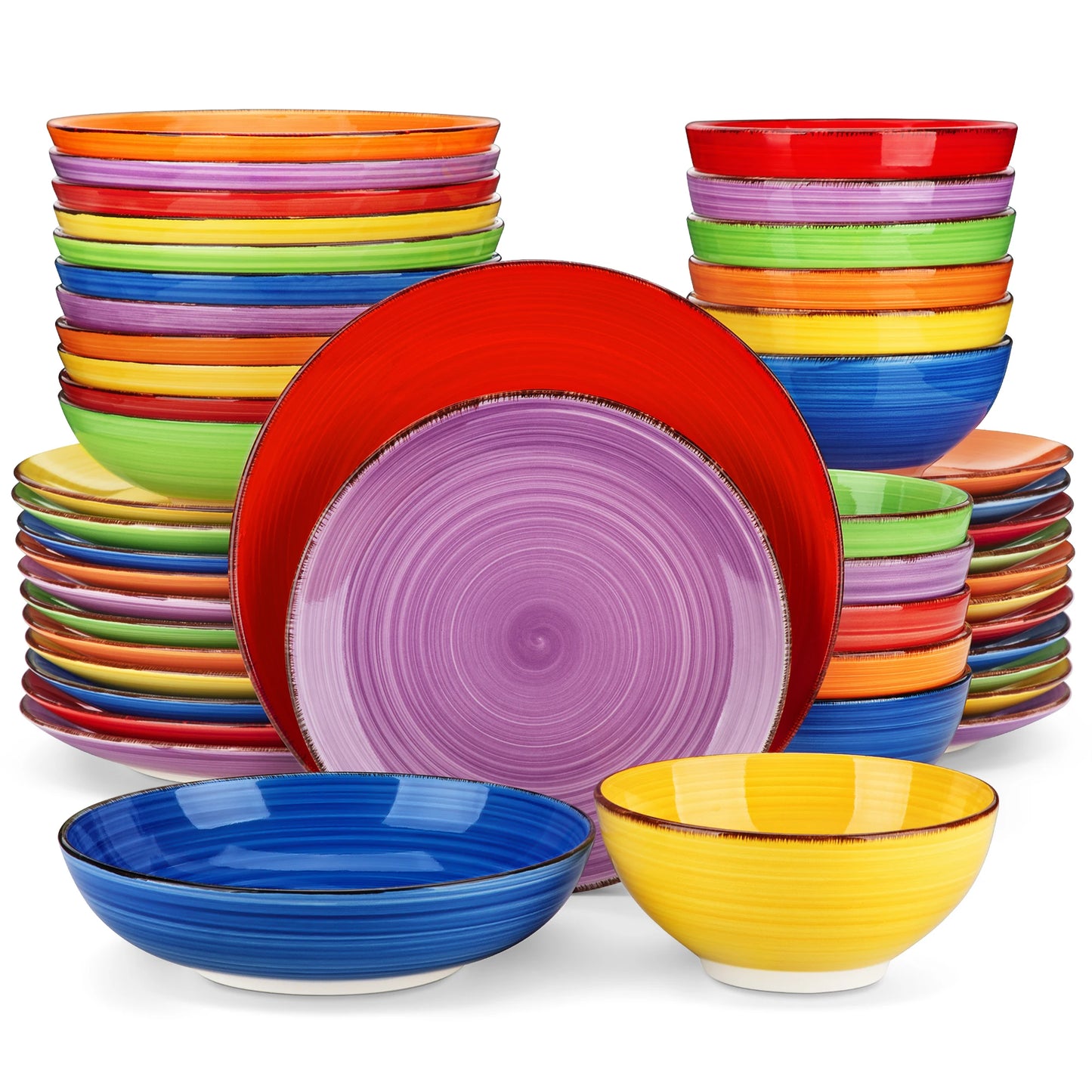 Conjunto de Louça Vancasso Bonbon – 12/24/48 Peças com Padrão de Espirais Pintadas à Mão