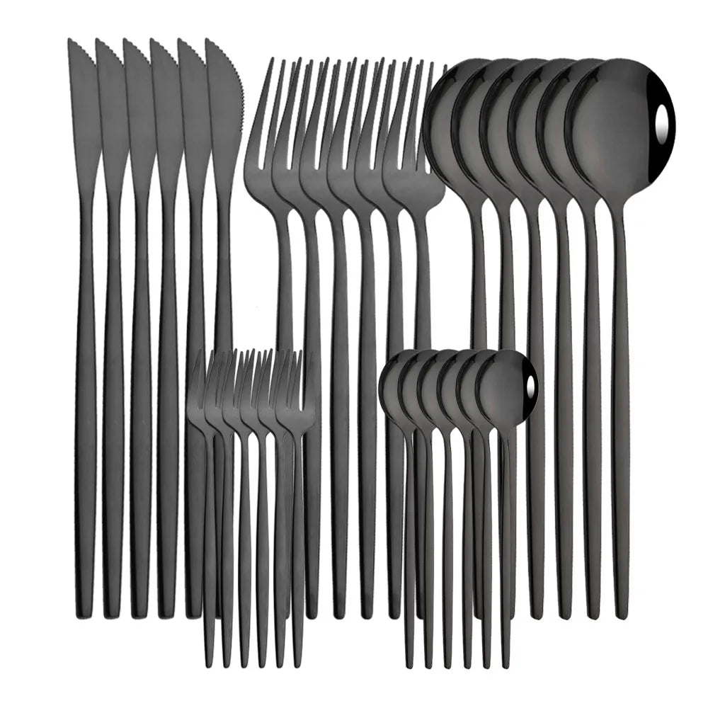 Conjunto de talheres de aço inoxidável com 30 peças