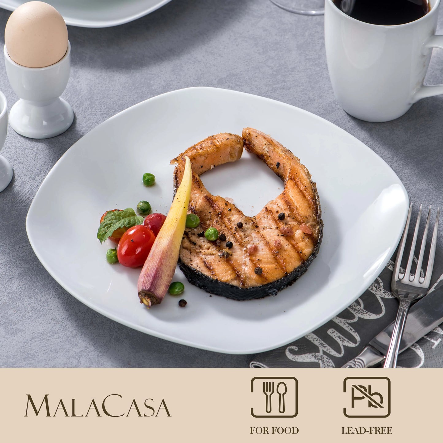 Conjunto de louça de porcelana branca MALACASA, 20/40 peças