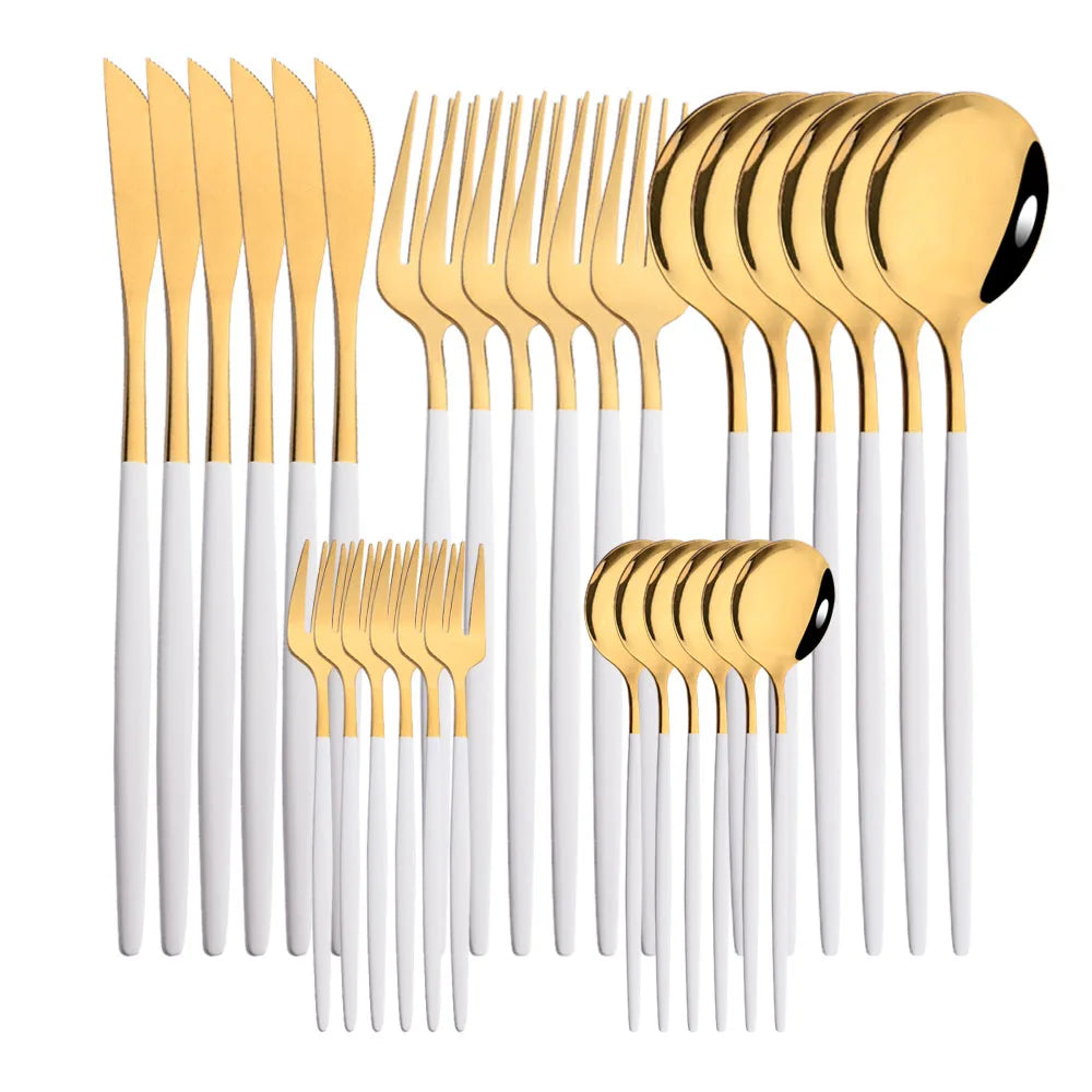 Conjunto de talheres de aço inoxidável com 30 peças