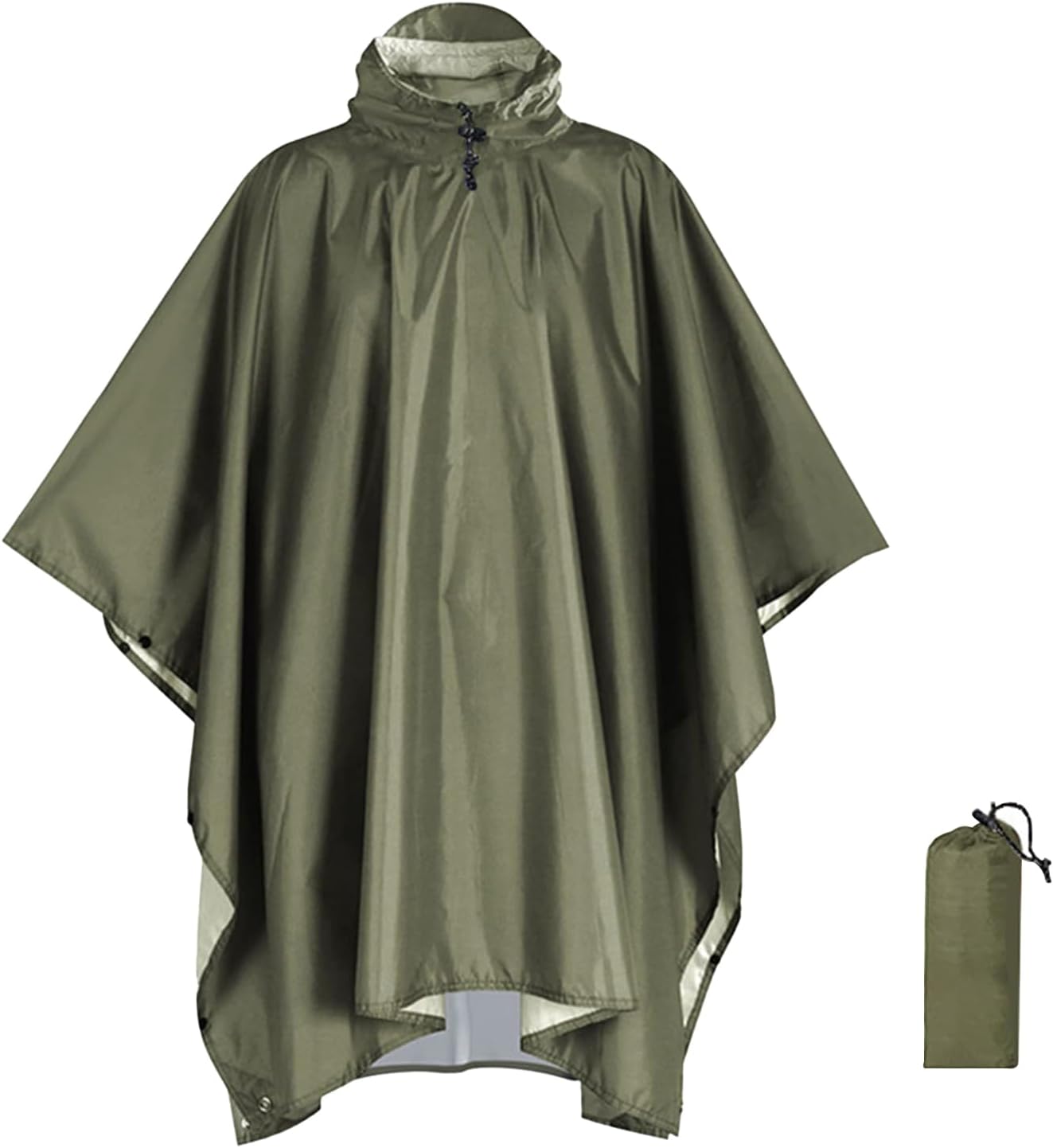 Poncho de chuva impermeável 3 em 1 capa de chuva multifuncional respirável ultra-fino/toldo manta / tapete de campismo, leve reutilizável verde