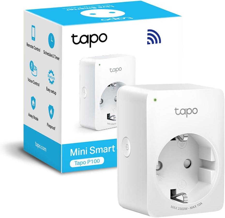 Mini tomada inteligente Wi-Fi, perfeita para ligar e desligar de forma programada e poupar energia, compatível com Alexa e Google Home TP-Link Tapo P100