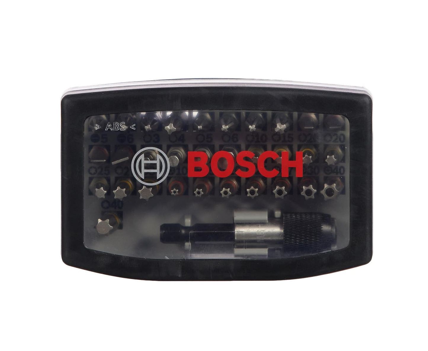 Conjunto profissional Bosch de 32 pontas bits de chave de fenda extra duras (Cruceta, Pozidriv, T-, Hex-, TH-, S-Bit, acessórios para berbequim rotativas e chaves de fenda)