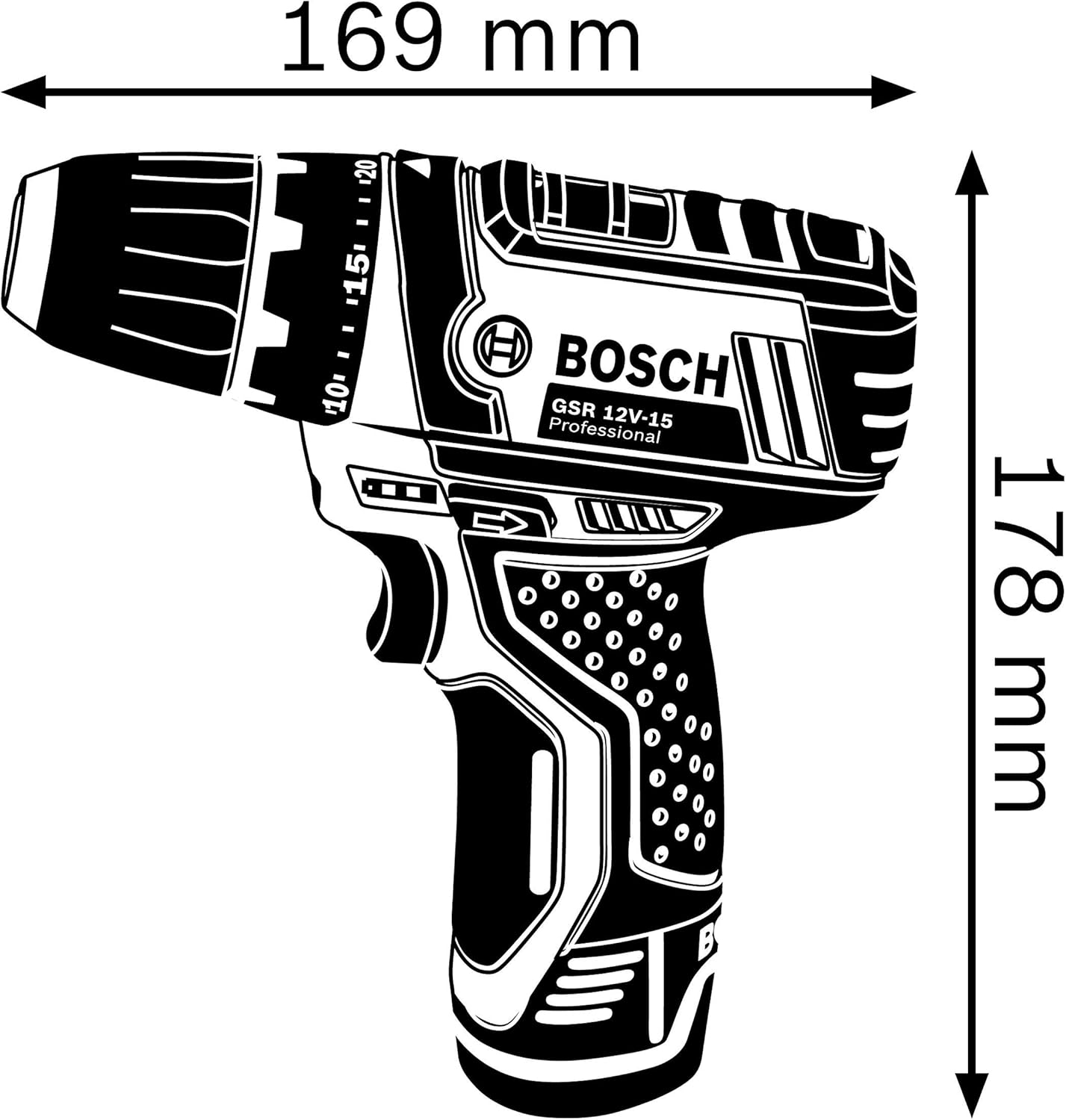 Aparafusadora Bosch Profissional 12V System GSR 12 V-15 (30 Nm, com 39 acessórios, 2 baterias x 2,0 Ah, em bolsa de lona)