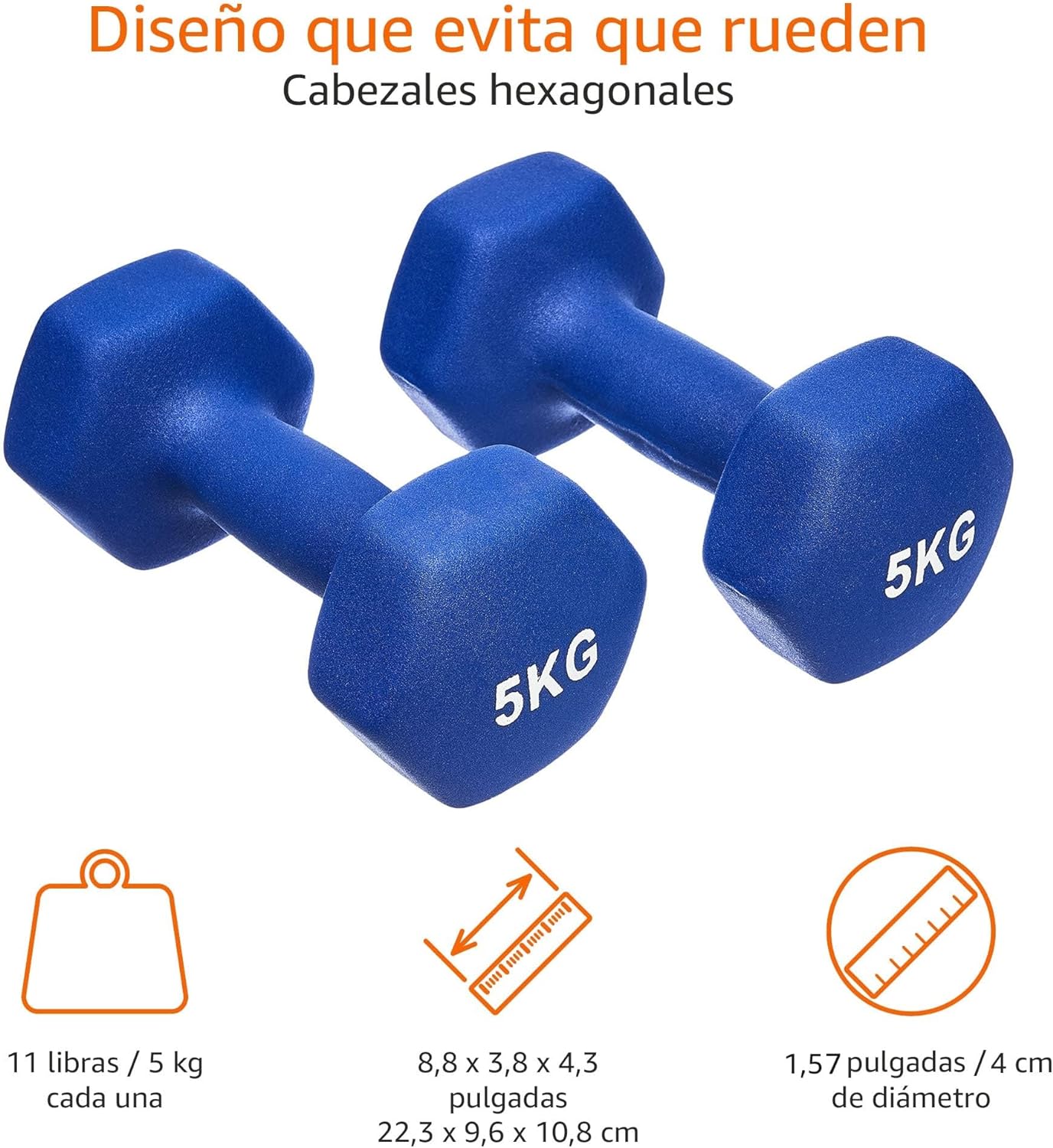 Conjunto de 2 halteres de 5Kg para treino de resistência