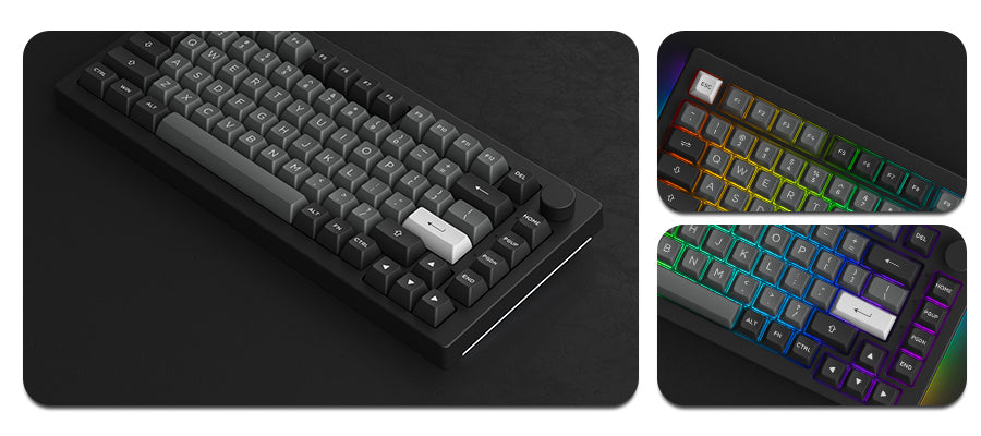 Akko 5075B Plus ANSI/ISO 75% Teclado mecânico para jogos 3/5 pinos Hot Swap três modos RGB 2,4 GHz sem fios/USB tipo C/BT 5.0