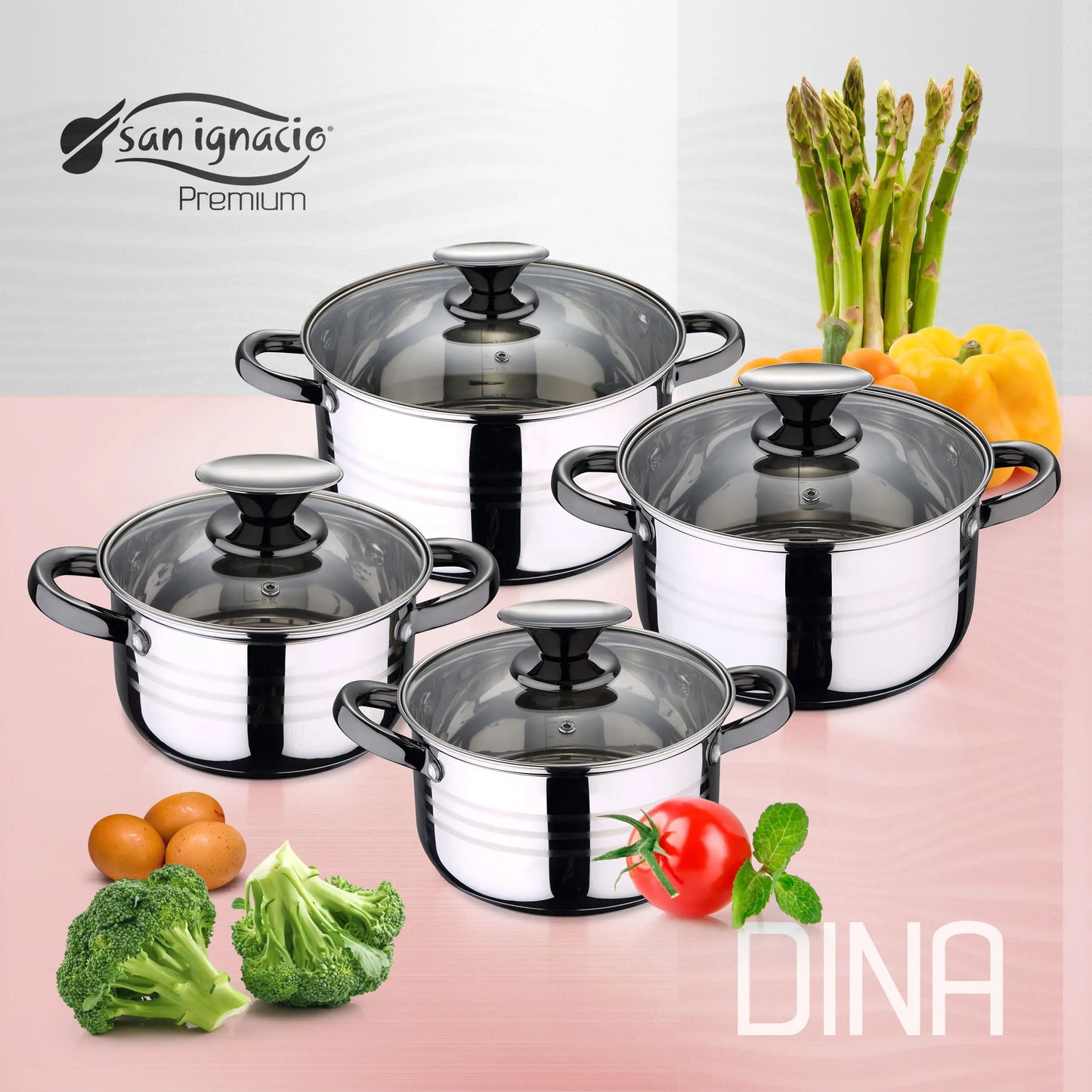 Conjunto de cozinha San Ignacio Premium 8 peças antiaderente com conjunto de panelas 16 20 24 cm  indução