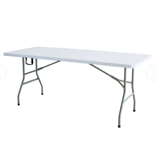 Mesa dobrável multifuncional 180x74x74 cm com alça para fácil transporte