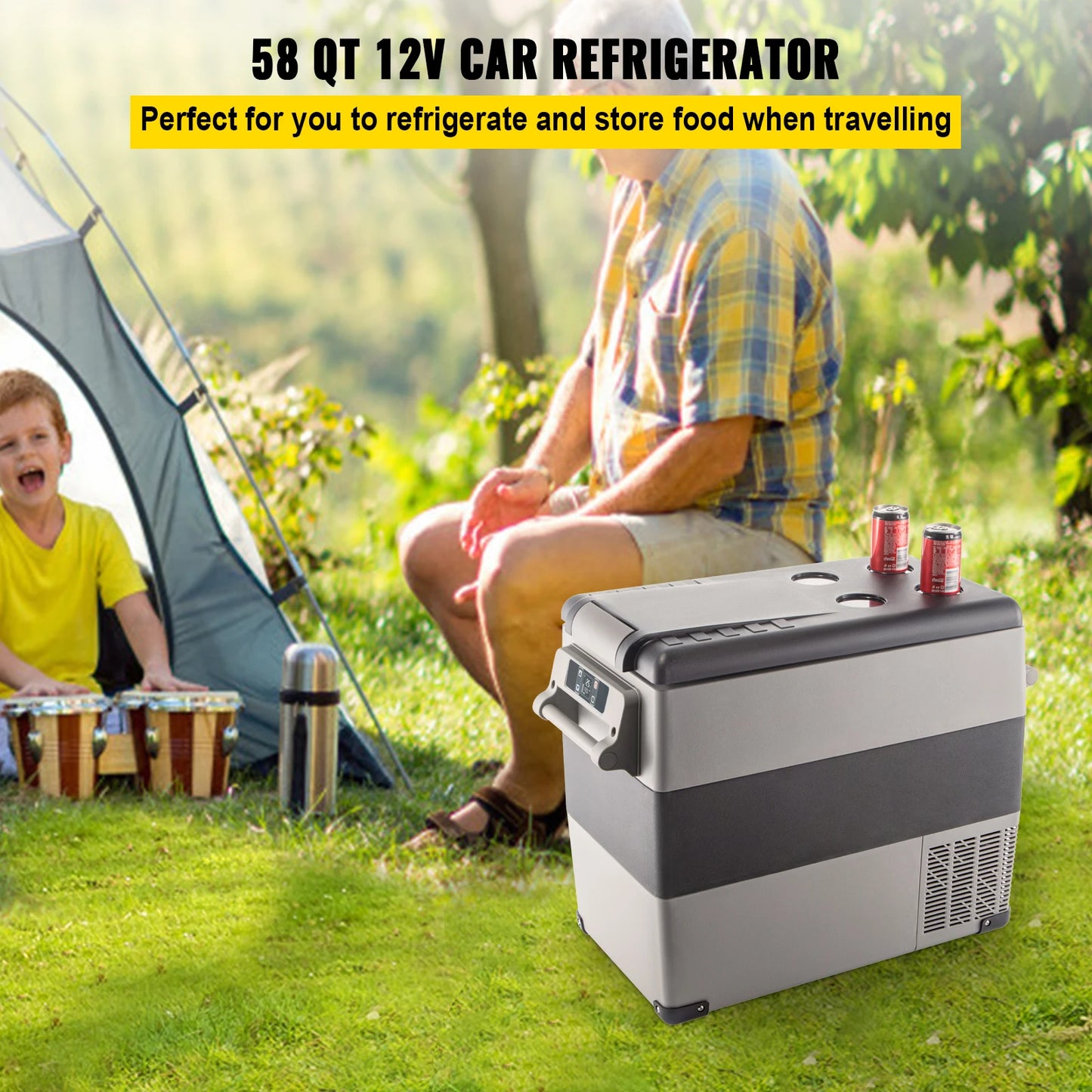 VEVOR 55L Car Refrigerator Mini Fridge Freezer Portable Compressor Coole Freezer Vehicle Car Truck RV Boat Mini Electric Cooler