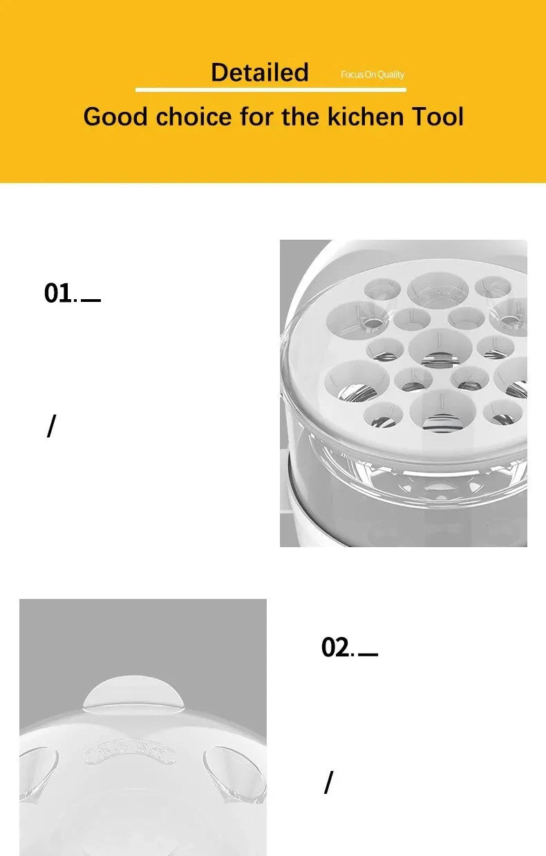 Caldeira/Panela elétrica multifuncional para ovos, 220V, camada dupla, mini vaporizador