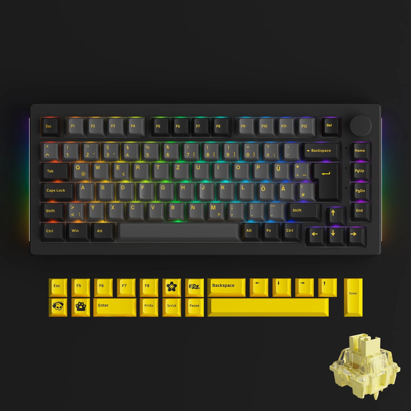 Akko 5075B Plus ANSI/ISO 75% Teclado mecânico para jogos 3/5 pinos Hot Swap três modos RGB 2,4 GHz sem fios/USB tipo C/BT 5.0