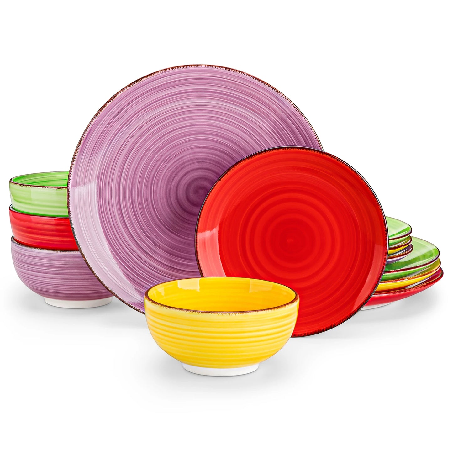 Conjunto de Louça Vancasso Bonbon – 12/24/48 Peças com Padrão de Espirais Pintadas à Mão