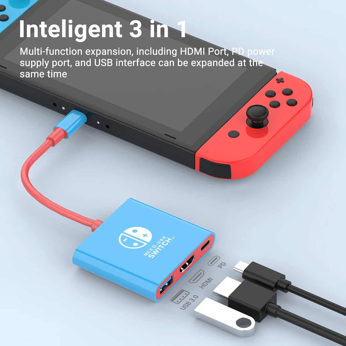 Estação de acoplamento Nintendo Switch portátil TYPE-C Hub com HDMI e USB 3.0 perfeito para viagens e jogos