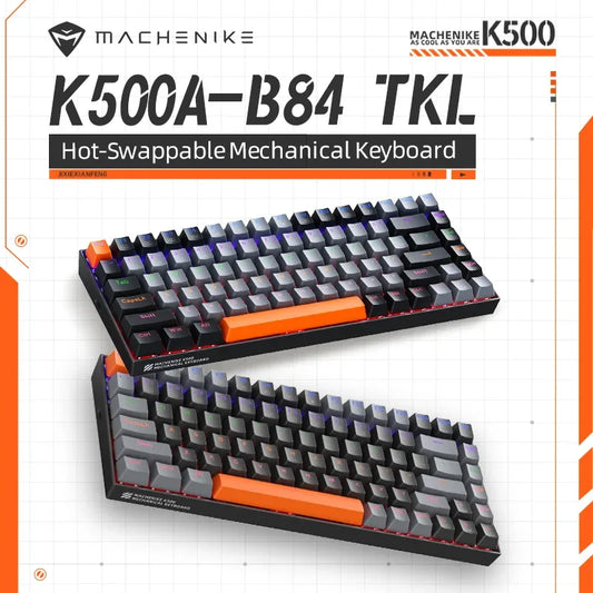 Teclado Mecânico Machenike K500A-B84 TKL 75% com Fio, Hot-Swappable e Retroiluminação RGB - 84 Teclas para PC e Gamers Portáteis