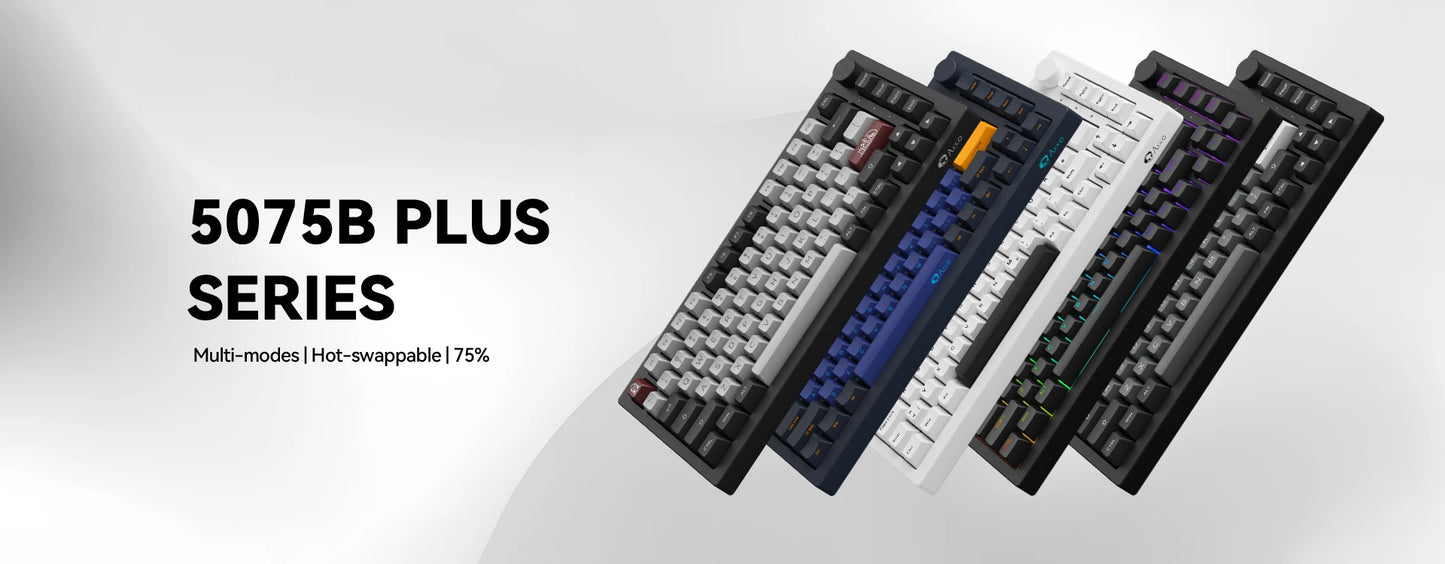 Akko 5075B Plus ANSI/ISO 75% Teclado mecânico para jogos 3/5 pinos Hot Swap três modos RGB 2,4 GHz sem fios/USB tipo C/BT 5.0