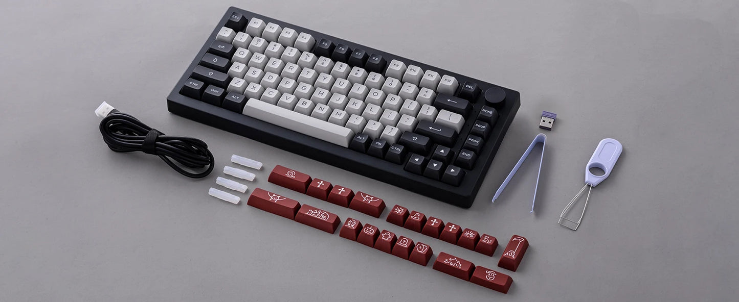 Akko 5075B Plus ANSI/ISO 75% Teclado mecânico para jogos 3/5 pinos Hot Swap três modos RGB 2,4 GHz sem fios/USB tipo C/BT 5.0