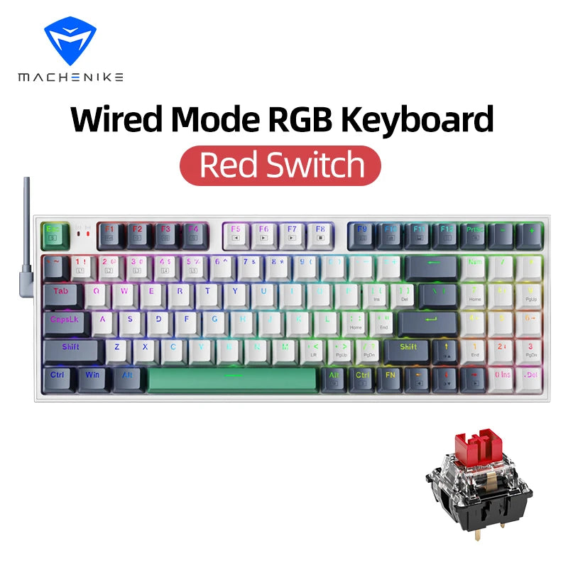 Teclado Mecânico Hot Swappable para Jogos Machenike K500 com 94 Teclas e Iluminação RGB para Mac e Windows