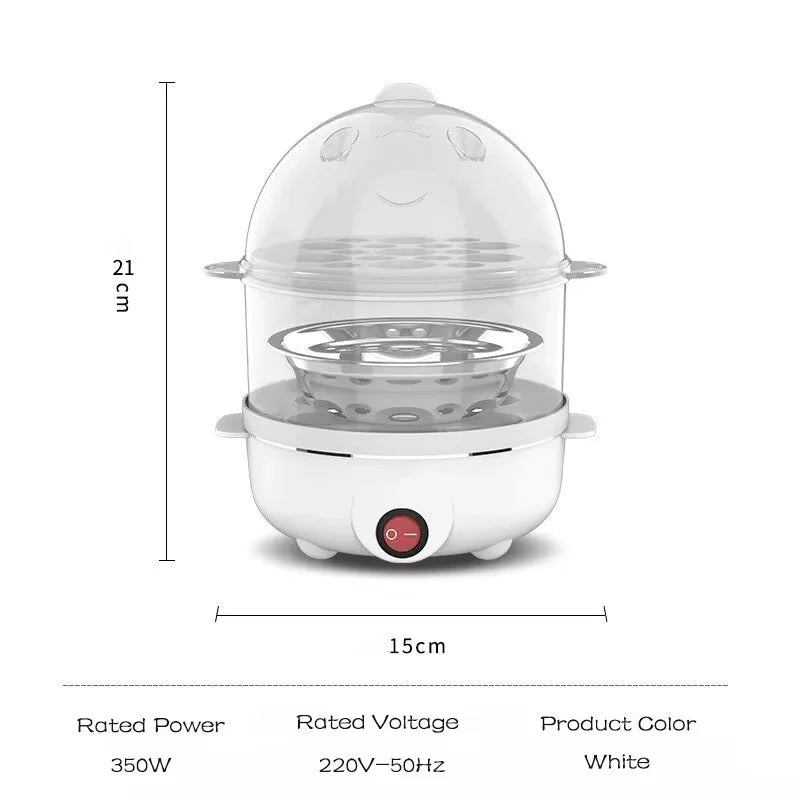 Caldeira/Panela elétrica multifuncional para ovos, 220V, camada dupla, mini vaporizador