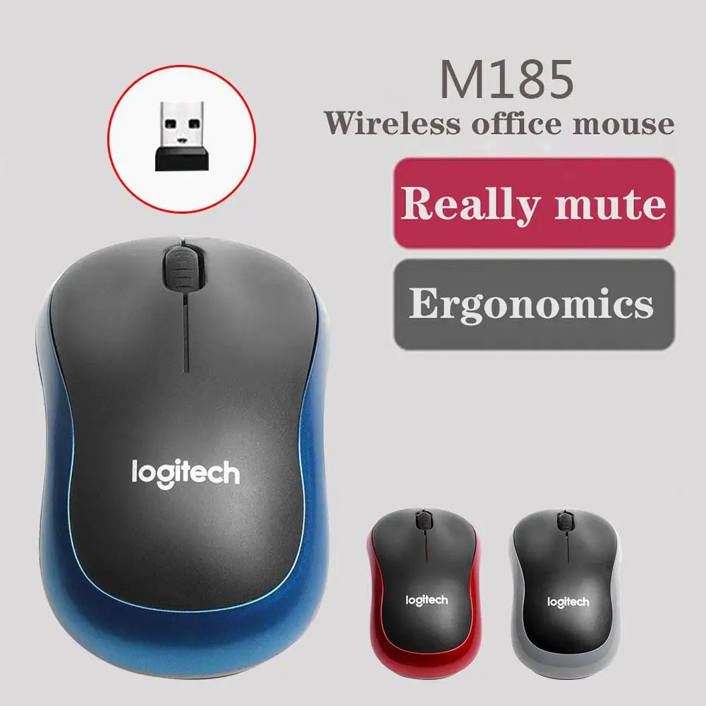 Logitech M185 Rato Sem Fios 2.4GHz USB, 1000DPI, 3 Botões Silenciosos, Navegação Óptica para PC/Portátil