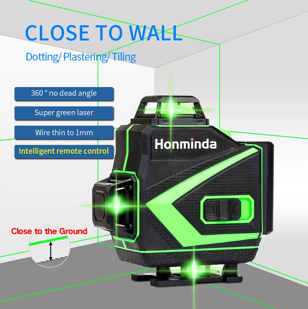 Nível de laser 4d, 16 linhas, linhas verdes, autonivelante, 360, horizontal e vertical