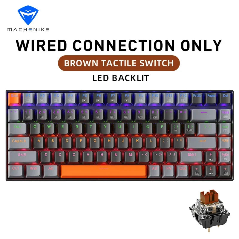 Teclado Mecânico Machenike K500A-B84 TKL 75% com Fio, Hot-Swappable e Retroiluminação RGB - 84 Teclas para PC e Gamers Portáteis