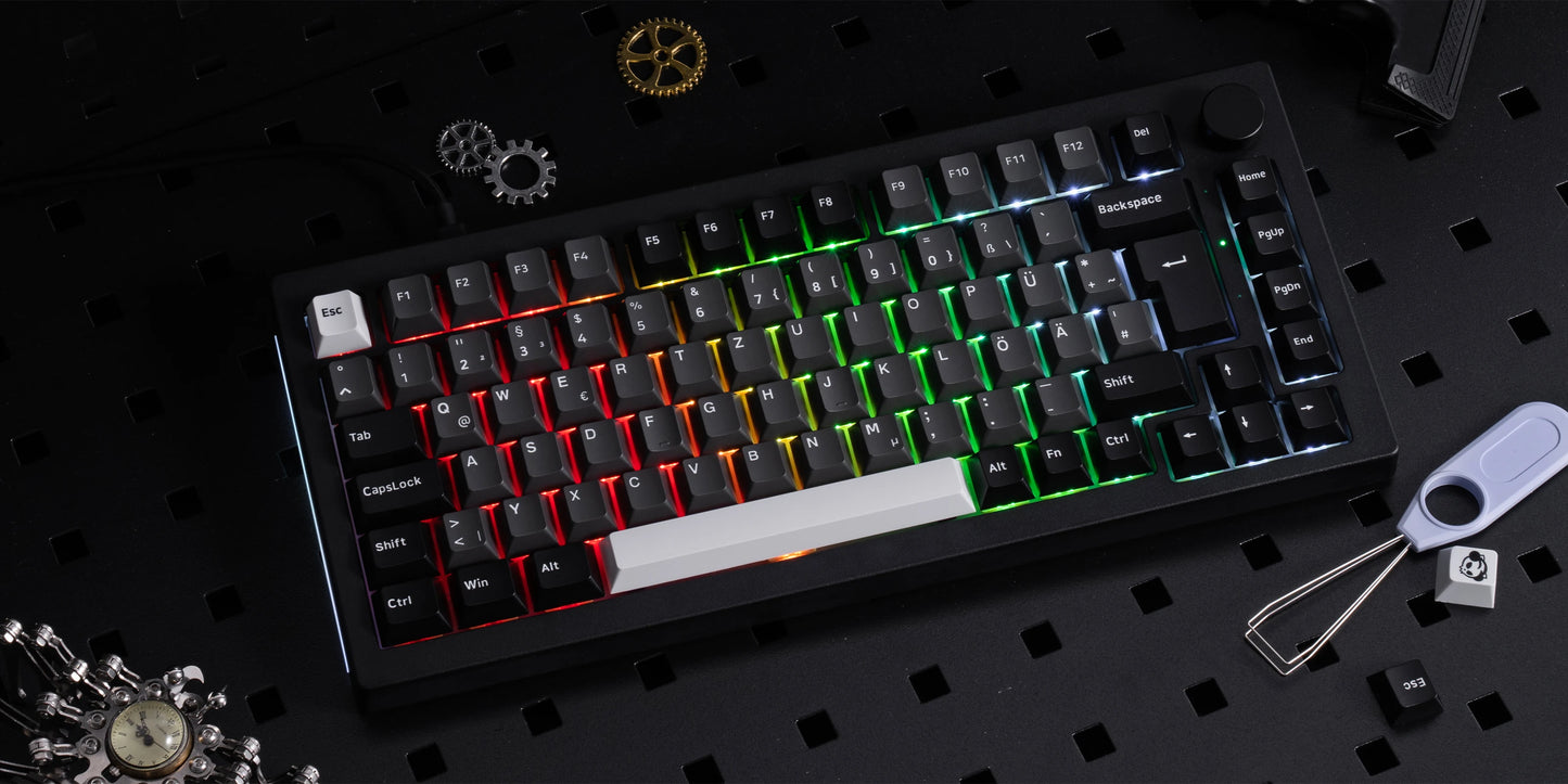 Akko 5075B Plus ANSI/ISO 75% Teclado mecânico para jogos 3/5 pinos Hot Swap três modos RGB 2,4 GHz sem fios/USB tipo C/BT 5.0