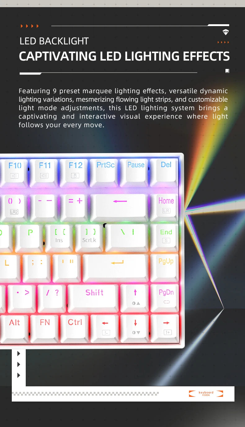 Teclado Mecânico Machenike K500A-B84 TKL 75% com Fio, Hot-Swappable e Retroiluminação RGB - 84 Teclas para PC e Gamers Portáteis