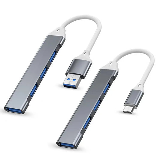 Adaptador USB 3.0 de Alta Velocidade com 4 Portas Tipo C - Divisor 5Gbps para Computador e Acessórios