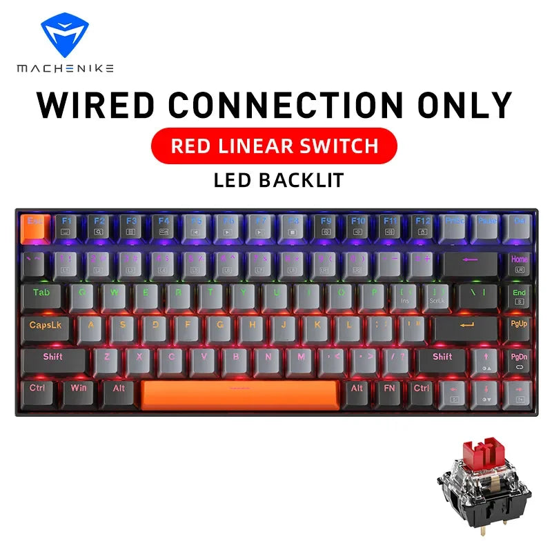 Teclado Mecânico Machenike K500A-B84 TKL 75% com Fio, Hot-Swappable e Retroiluminação RGB - 84 Teclas para PC e Gamers Portáteis