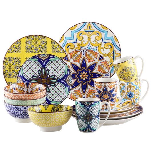 Conjunto de jantar de porcelana com padrão jasmim 16/32 peças
