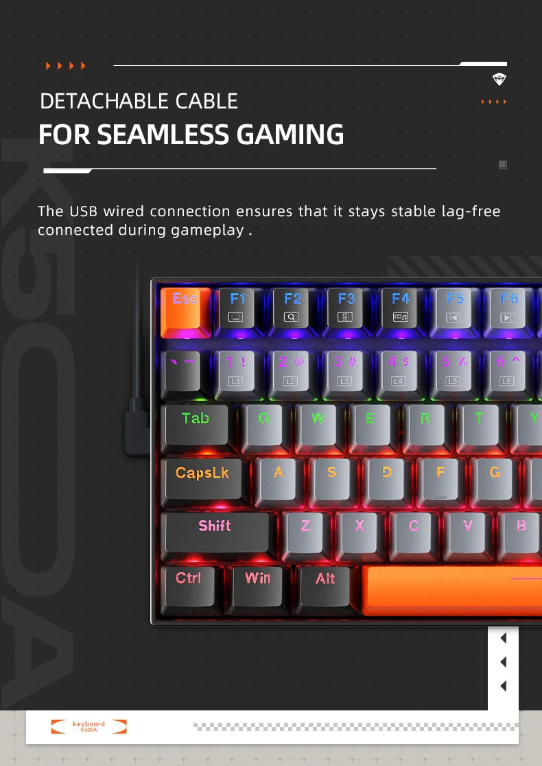 Teclado Mecânico Machenike K500A-B84 TKL 75% com Fio, Hot-Swappable e Retroiluminação RGB - 84 Teclas para PC e Gamers Portáteis