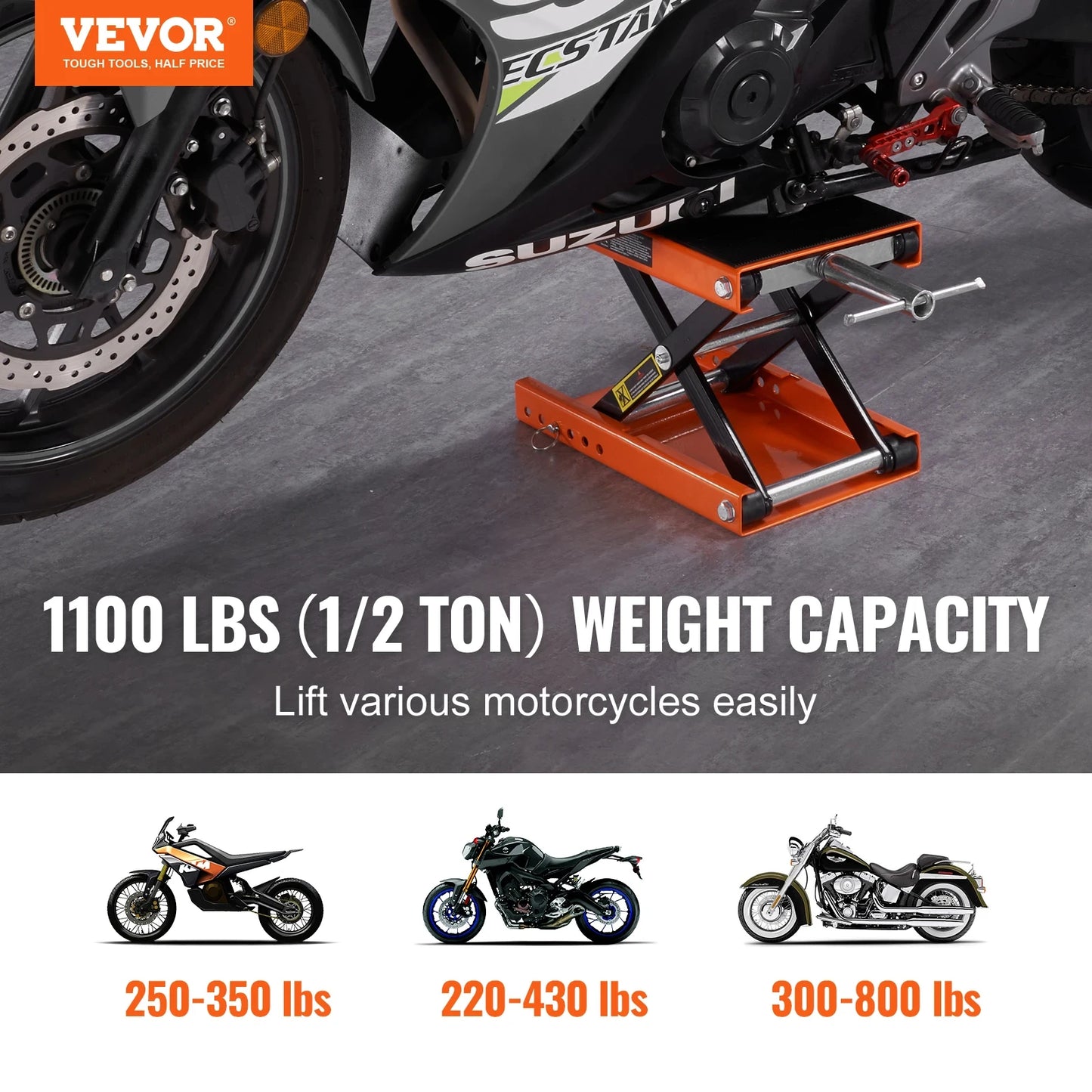 Elevador de motos com capacidade de 500 Kg 1100lbs Vevor