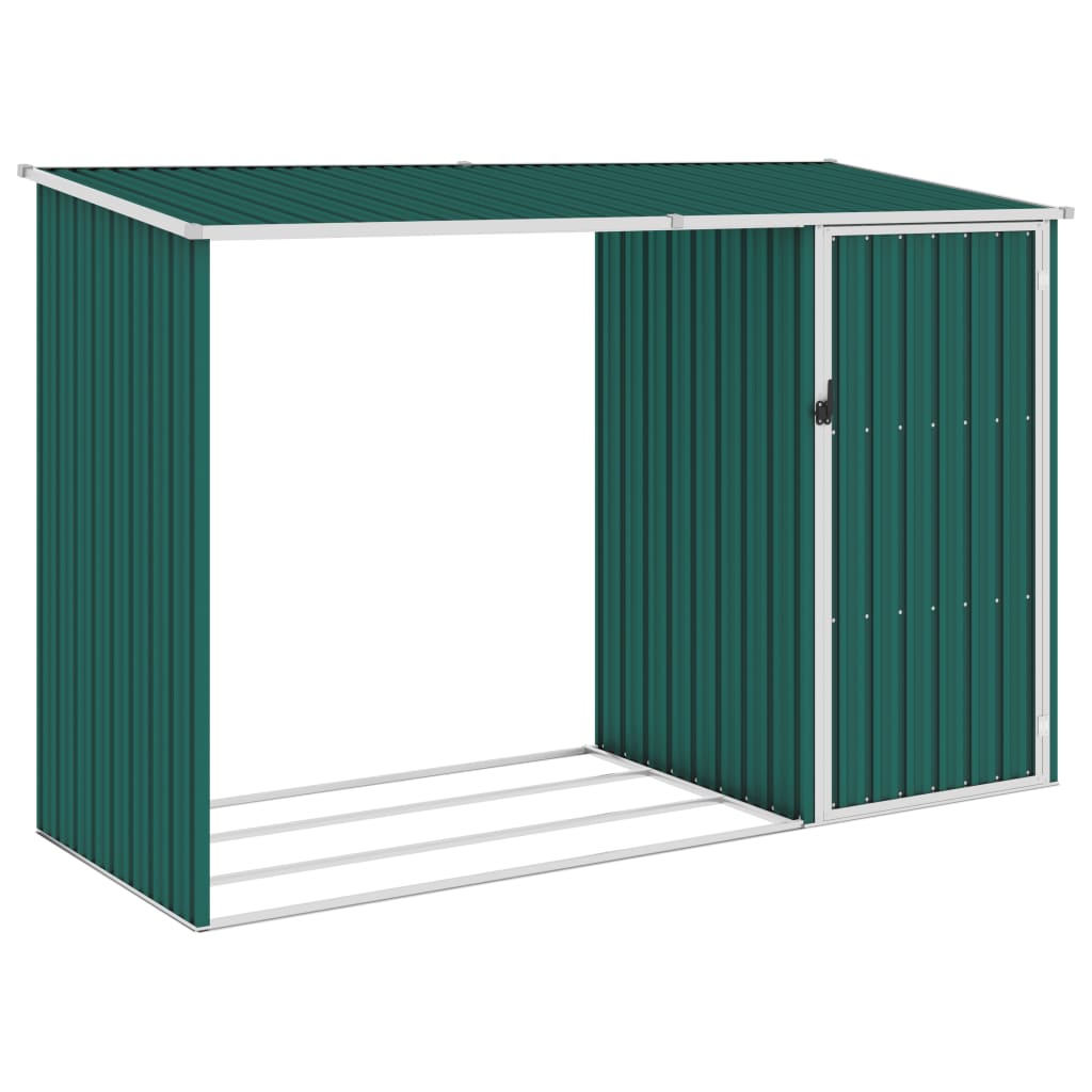 Abrigo de lenha para jardim 245x98x159 cm aço galvanizado verde