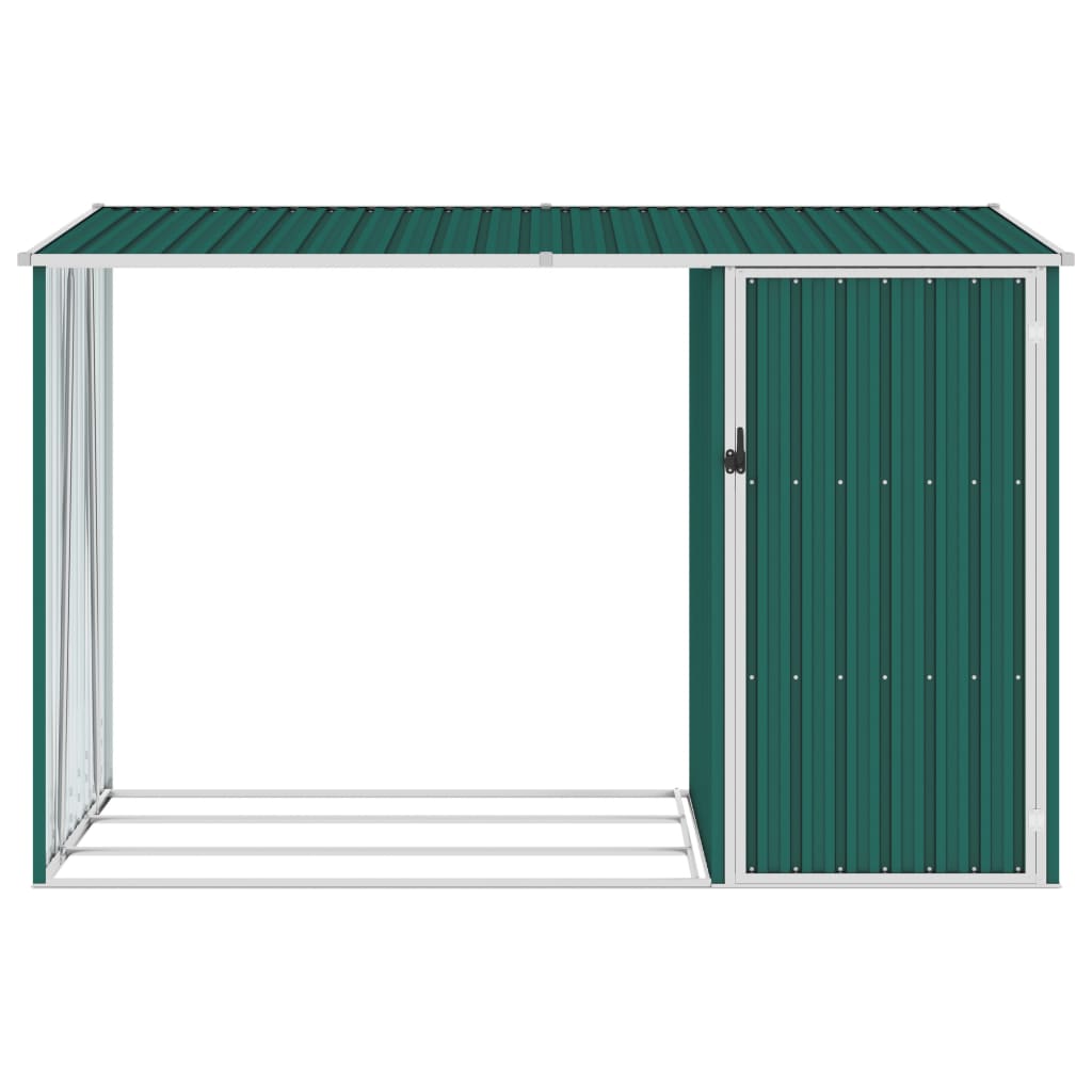 Abrigo de lenha para jardim 245x98x159 cm aço galvanizado verde