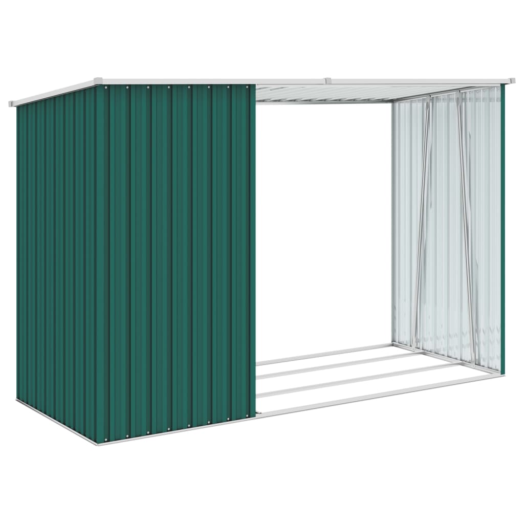 Abrigo de lenha para jardim 245x98x159 cm aço galvanizado verde