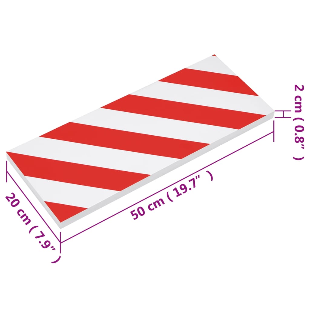 Protetores de parede 50x20x2cm espuma EVA vermelho/branco 6 peças