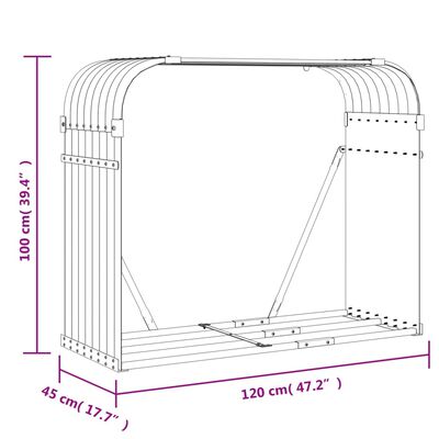 Suporte de lenha 120x45x100 cm aço galvanizado verde